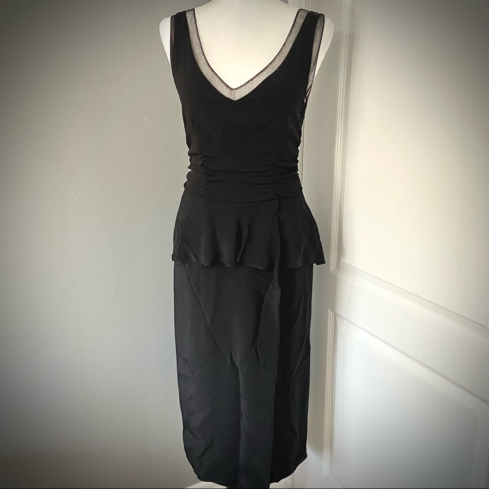 ALBERTA FERRETTI Midi Vneck Peplum Dress